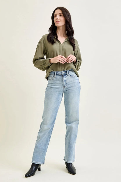 Women's High Waist Straight Leg Jeans
